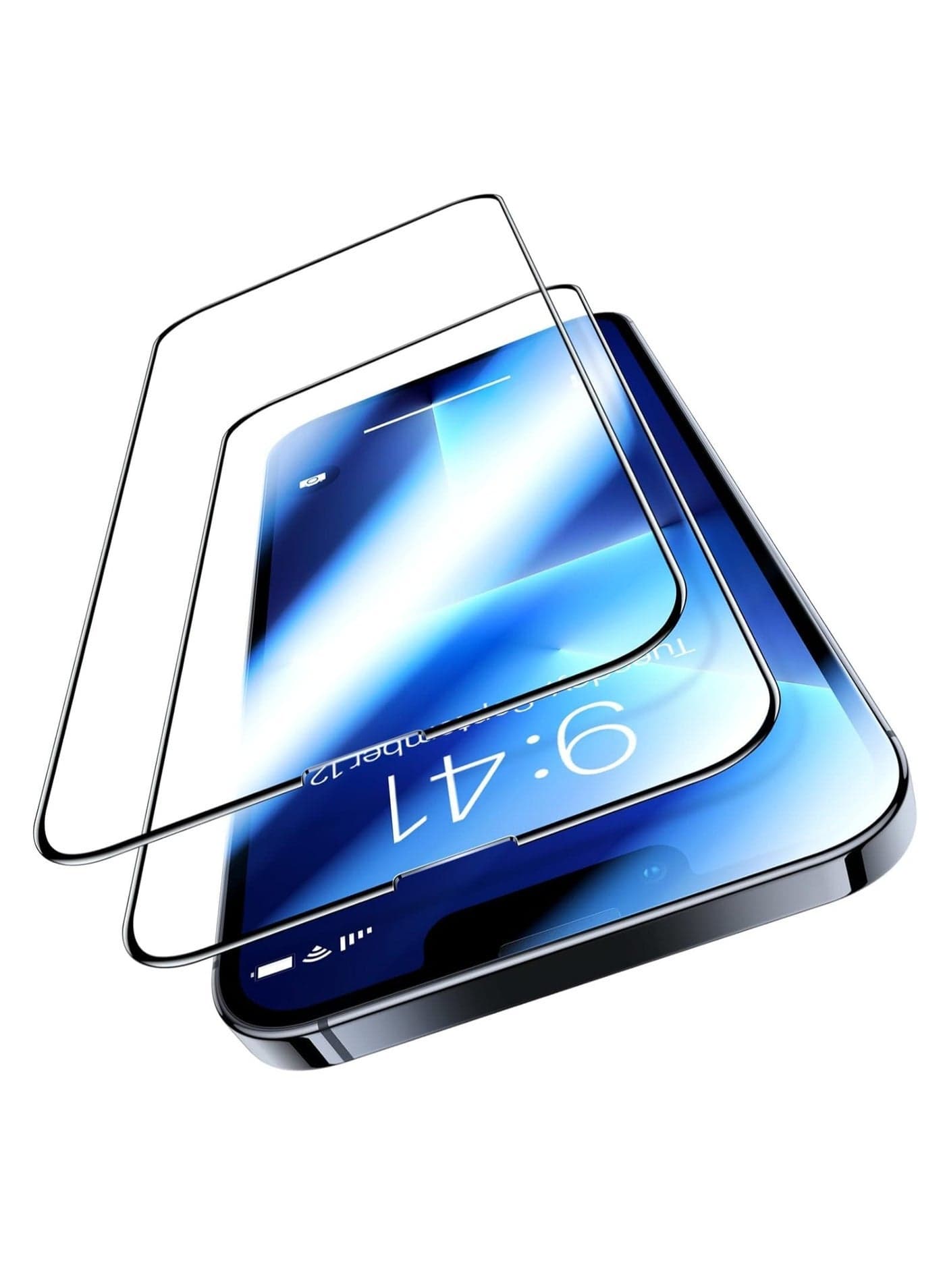 "2-Pack Tempered Glass Screen Protector for iPhone 14/13/13 Pro – Full Coverage, 9H Military Shatterproof Protection, Easy Installation, Bubble-Free, Case-Friendly, 6.1''"