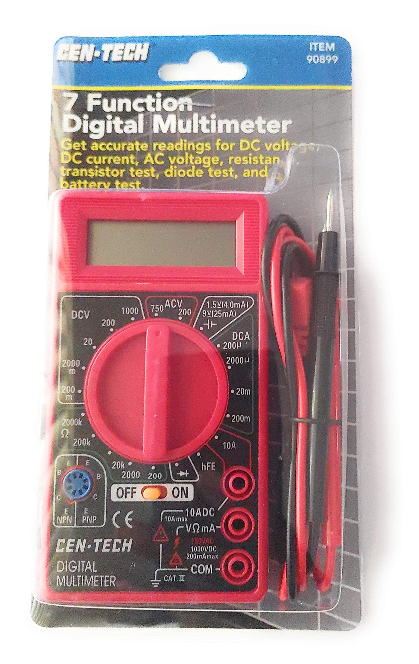 CenTech Digital Amp Ohm Volt Meter Ac Dc Voltmeter MultimeterRed