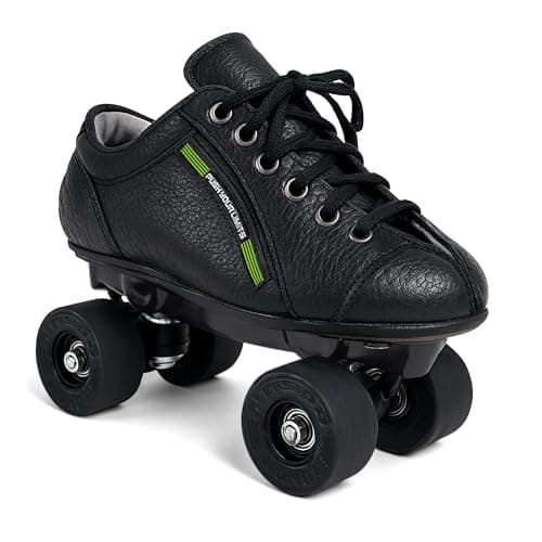 jaspo Unisex Honda Pro 30 Quad Skates With Rubber Wheels Fixed Body Roller Shoe For Training & Practice Purpose Beginners (All Age Group, Black, 9 Uk (Foot Length (28 Cms outdoor Wheel)