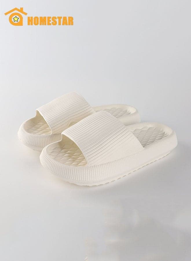 Bathroom Slippers For Women, Non-Slip Quick Drying Shower Shoes, Comfortable And Soft Sole Slide, White