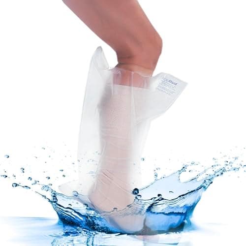 AquaShield Waterproof Adult Half Leg Cast & Bandage Protector - (L25) Safe for Pool, Bath, & Shower, Reusable, Non-slip sole, Skin-Friendly, Easy to Use - Watertight Seal for Showering - Made in USA
