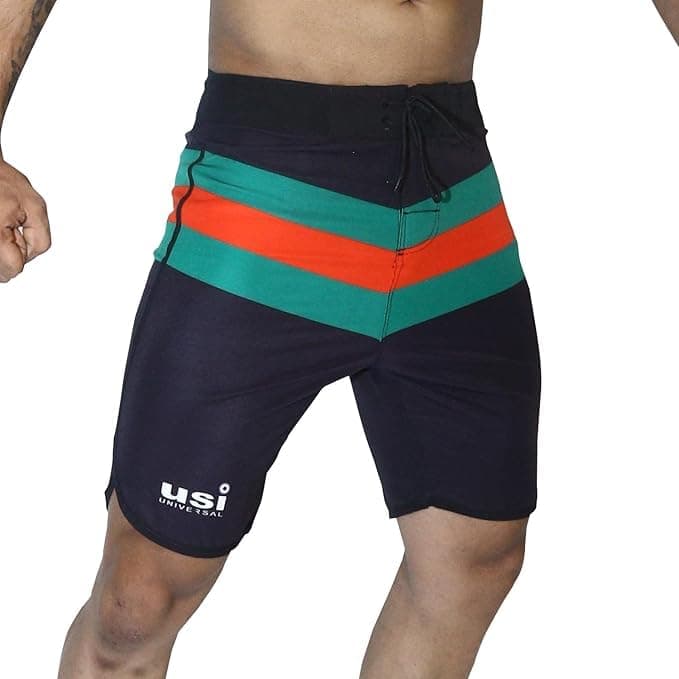 USI UNIVERSAL Shorts for Men, 411PL Legend Physique Board Short, Fitness Sportswear, Polyester Elastane Construction, Hook Loop Fly (Small, Black)