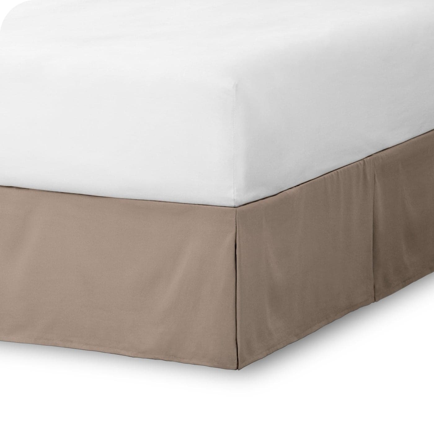 Bare Home Kids Twin Bed Skirt 15Inch Tailored Drop Easy Fit Bed Skirt for Beds Center Corner Pleats Twin Taupe