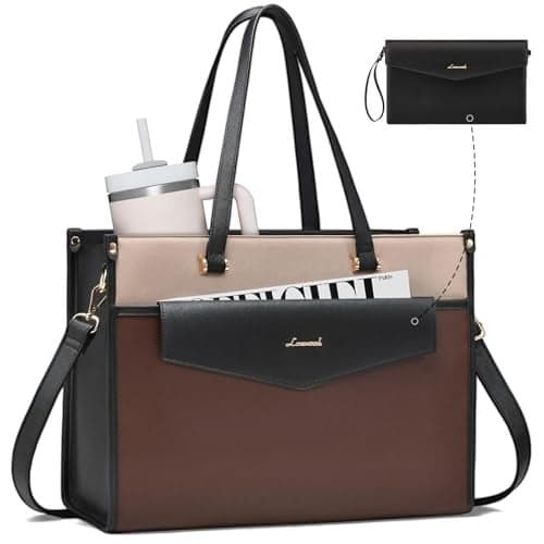 LOVEVOOK Laptop Bag for Women 156 Laptop Tote Purse 2in1 Professional Work Bag Business Briefcase with Clutch Purse Waterproof Leather Computer Handbag for Teacher Office Travel
