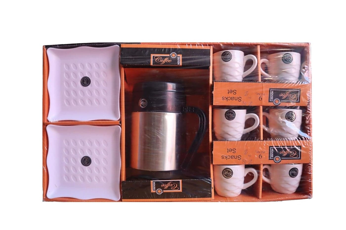 Salvus APP SOLUTIONS Kettle Set with 6 Cups and 2 Snack Plates Elegant Tea Serving Ensemble WhiteDiwali Gifts