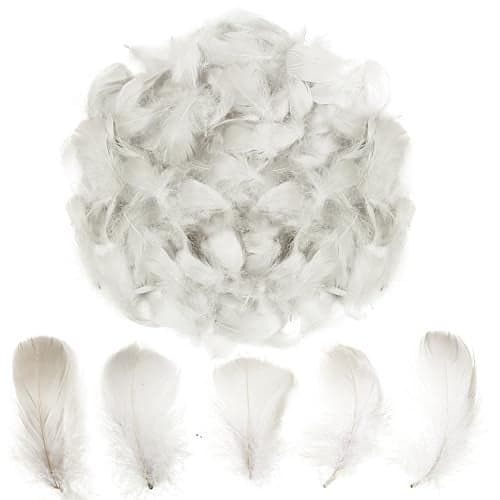 300pcs Grey Feathers 23 Inches Bulk Feathers for Crafting Dream Catcher Accessories Art Projects DIY Crafting Handi Crafts Party Decoration Light Grey