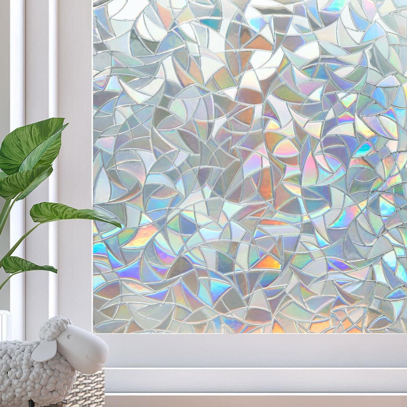 SUNDEF FILM Rainbow Window Privacy Film Decorative Static Cling Stained Glass Windows Tint for Home 3D Decals Window Clings for Glass Windows Suncatcher Cover Stickers 175 x 787