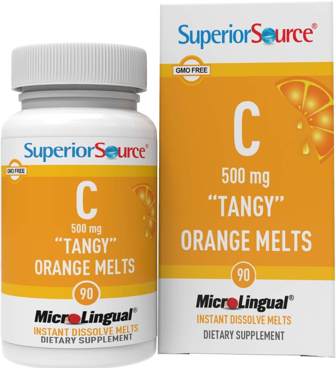 Superior Source Vitamin C 500 mg Tangy Orange Melts Daily Vitamin Supplement Supports Immune Health Vitamin C Formula Aids Cell Health 90 Sublingual Dissolving Tablets