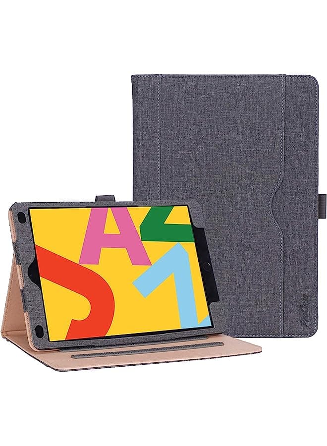 Ipad 10.2 Inch Case 2021 9Th / 2020 8Th / 2019 7Th Generation Ipad Case, Leather Vintage Stand Folio Cover Protective Case For 10.2" Ipad 9Th Gen / 8Th Gen / 7Th Gen -Grey