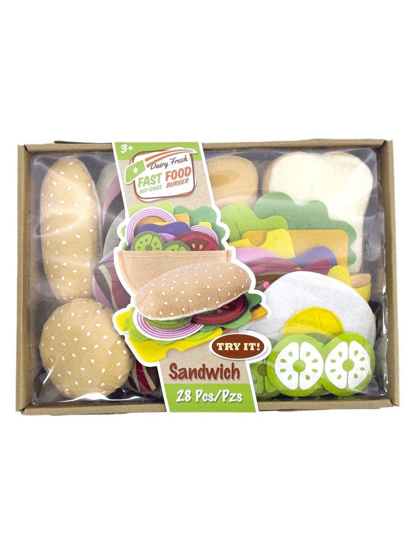 Plush Felt Toys Simulation Food Hamburger Hot Dog Ham Toy Sandwich Scallion Pancake Pancake Fried Egg Vegetable Play House Children's Gift