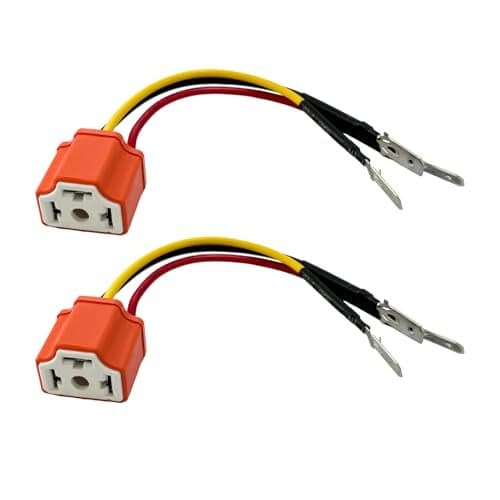 Suvnie 2 PCS H4 HB2 9003 Wiring Harness Headlight Socket 16AWG Ceramic Headlight Connector Pigtail Socket Female Plug Fog Light Retrofit Car Accessories for Truck Boat