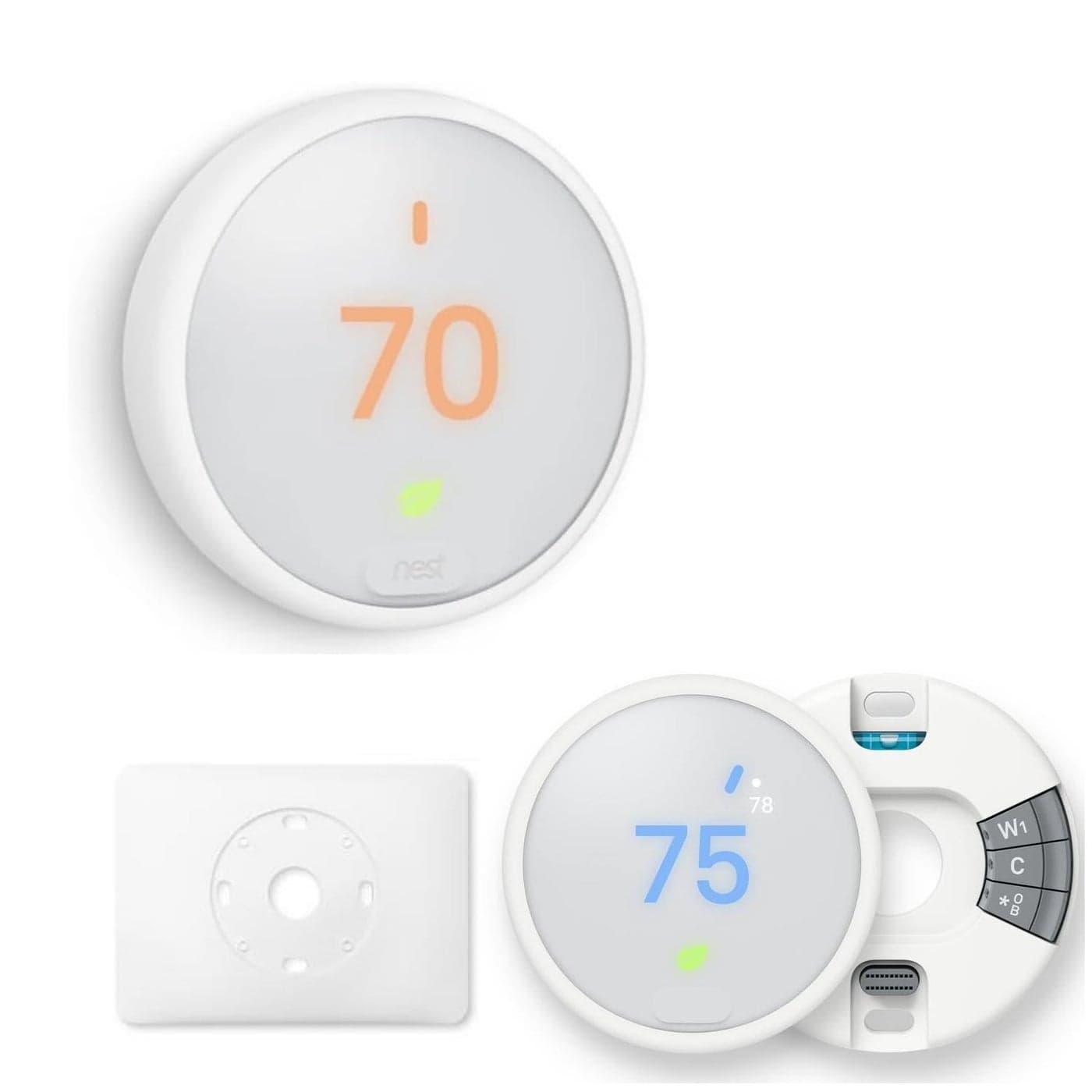 Google Nest Thermostat Programmable Smart Learning Thermostat with Easy Installation and Trim Kit Bundle White