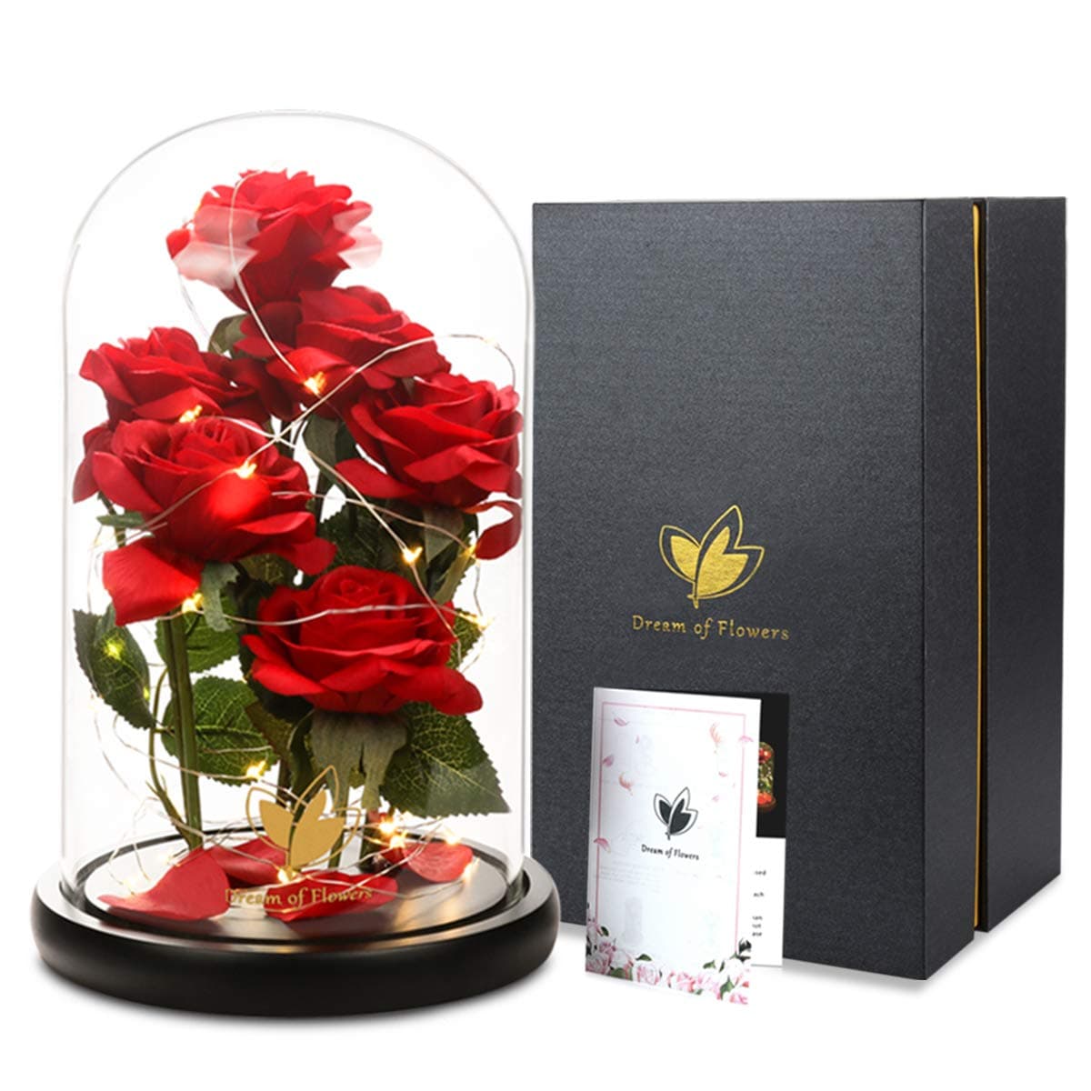Valentines Day Gifts for HerBeauty and The Beast RoseArtificial Silk Rose Preserved Forever in Glass DomeAnniversaryMothers DayBirthday Gifts Flower Roses Gifts for Mom Wife Girlfriend