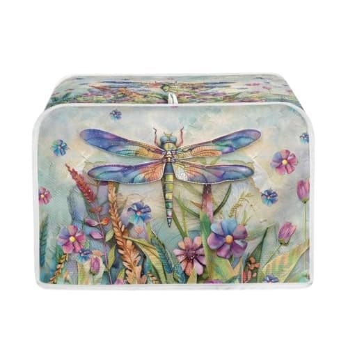 Talayituse Dragonfly Daisy Print 2 Slice Toaster Covers Dust Protection Bread Maker Covers Toaster Oven Cloth Cover Kitchen Accessories Washable Appliance Cover with Handle S