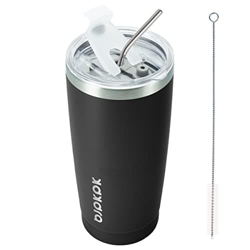 BJPKPK 20 oz Tumbler with Lid and Straw Insulated Travel Coffee Mug Reusable Stainless Steel Thermal Cups,Black