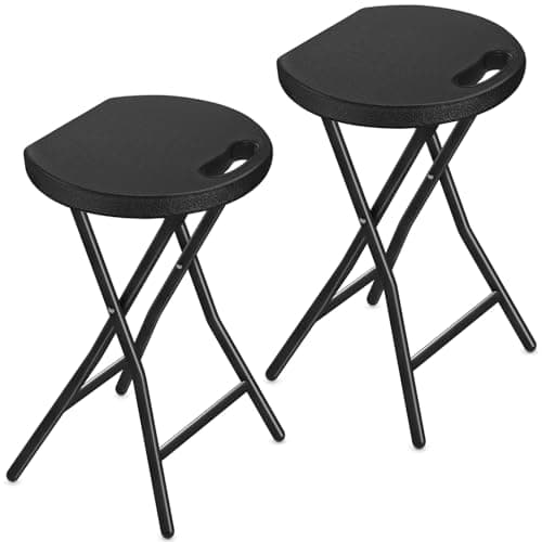 TAVR Furniture Portable Folding Chair with Handle Heavy Duty Round Fold Stool Chair with 500lbs Capacity for Adults 18 Inch Foldable Stool for Dorm Kitchen Vanity Church and Outdoor use