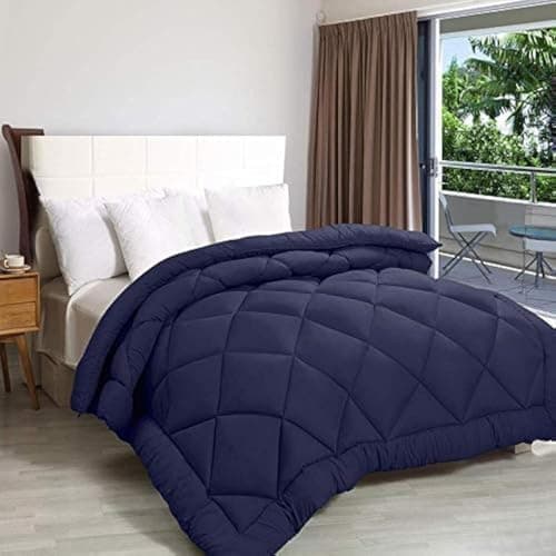 Rajasthan Crafts Microfiber Heavy Winter Single Bed Quilt (Navy Blue, 60x90 Inch, Skin_Friendly) | TC - 400
