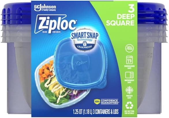Ziploc Storage Containers with SmartSnap Technology Deep Square 125Q 3 Pack