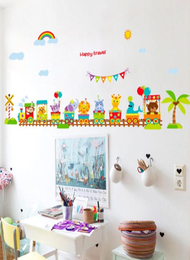 Waterproof Cartoon Snimal Train Wall Sticker
