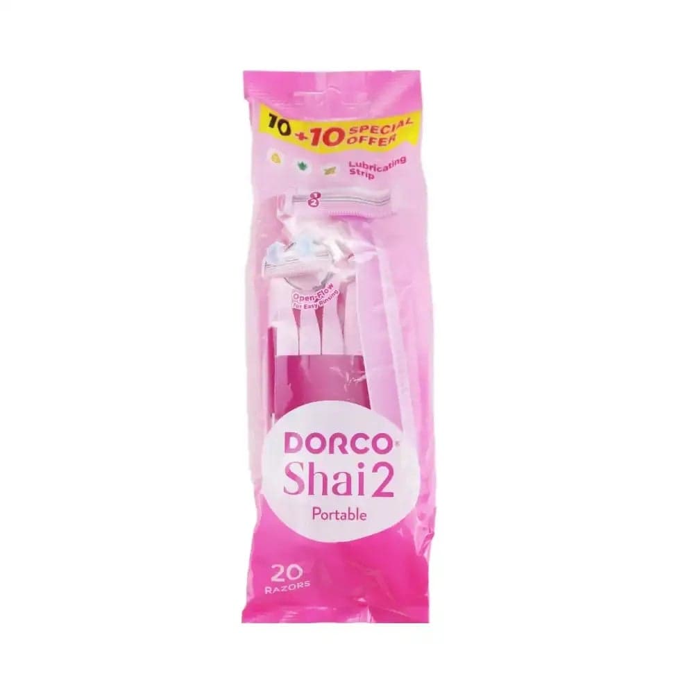 Dorco Shali 2 Layer Portable Disposable Razor, Pack of 20 Pcs