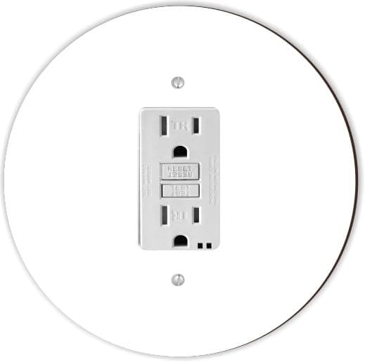 Island Gifting - Solid White Design - Round GFI Rocker Switch Plate Cover, Decorative Wall Plate, Modern Electrical Rocker Outlet Cover