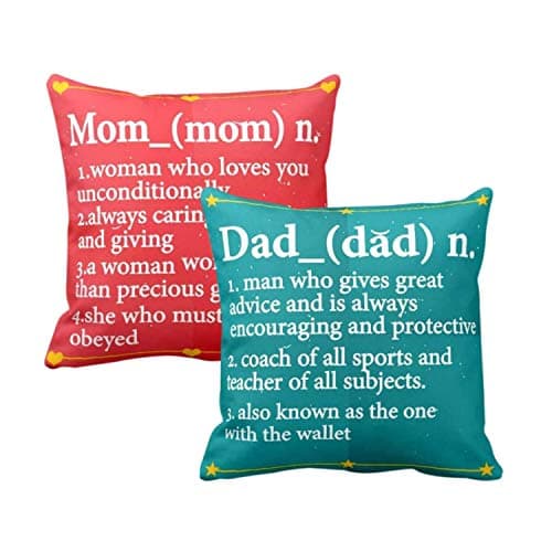 TheYaYaCafe Birthday Gifts for Mom Dad 12 x 12 inches Definition of Mom Dad Printed Velvet Cushion (with Filler) Throw Pillow