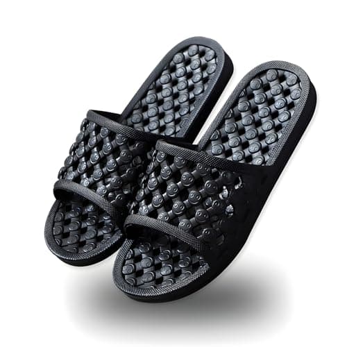 AYYDMY Shower Shoes Slippers for Women and Men, Bathroom Non-slip Shower Slippers Sandals, Cushioned Thick Sole Super Comfy, Pillow Sandals for Shower, Beach and Swimming (Black,6.5/7 Men)