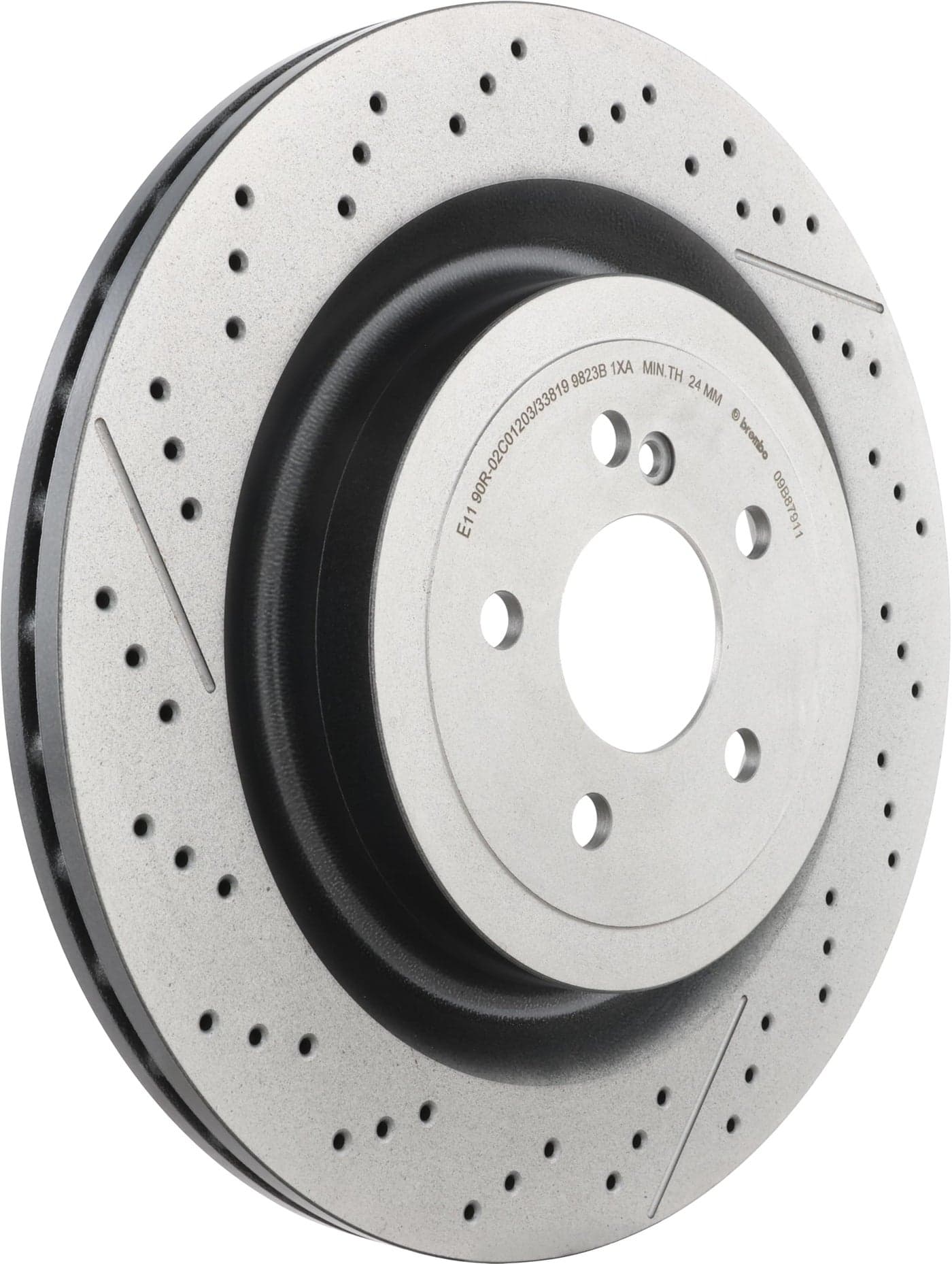 Brembo 09B87911 UV Coated Pillar Vented drilled Slotted Rear Brake Rotor MERCEDESBENZ OE A2314230212