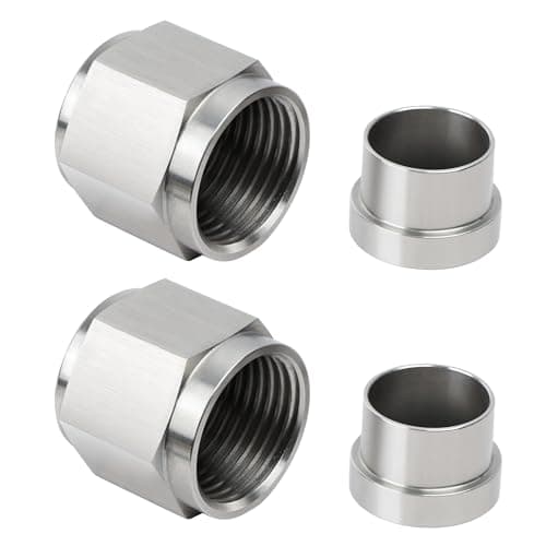EVIL ENERGY 6AN Female Hardline Tube Nut and Sleeve Fitting Stainless Steel for 3/8" OD Alloy Tubing 2PCS