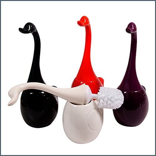 1 Piece HOMIES Brand (Registered), Modern standing Bird / duck / Swan-shaped toilet brush and holder, bathroom washroom Kitchen sink basin brush with bowl holder container stand,free Floor standing (Multicolor), Size: 18x11x35 cm