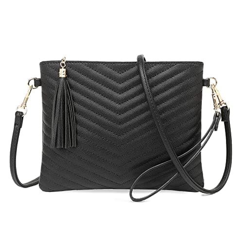CYHTWSDJ Trendy Vegan Leather Shoulder Purses, Clutch Wallet with Wristlet Strap,Small tassel Crossbody Bags for Women (Black)