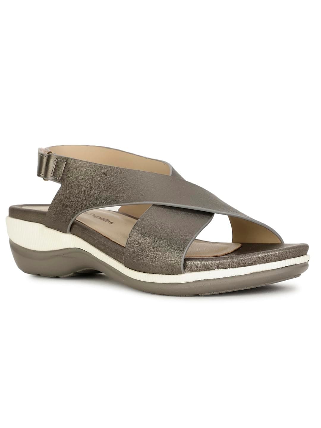 Hush Puppies Women's LUNA METALIC SANDAL Dark Grey Heels - 3 UK (6612103)