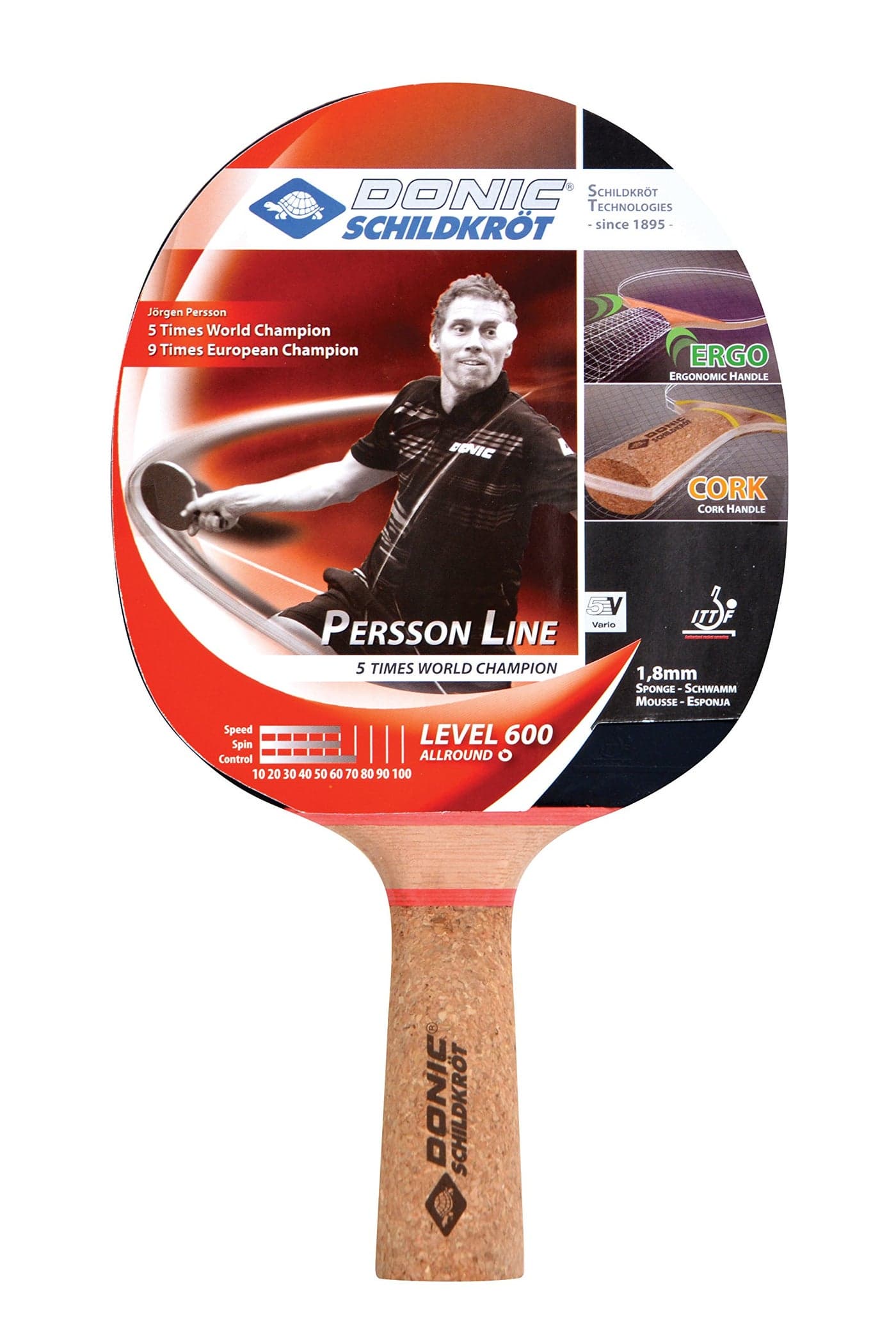 Schildkröt Donic Person 600 All-Rounder Table Tennis Racket/Bat, Colour - Brown, Weight 85 Grams
