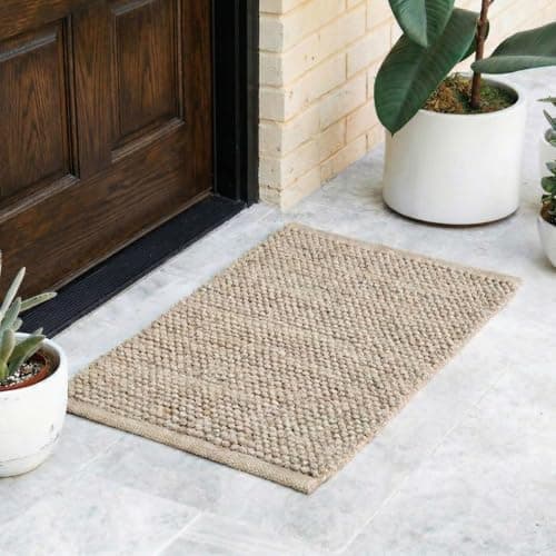 haus & kinder Cotton Chenille Door Mat 1700 GSM | Ultra Soft Absorbent Anti Skid Bath Mat for Bathroom, Entrance & Kitchen | Thick Floor Mat | Beige | 45 x 70 cm