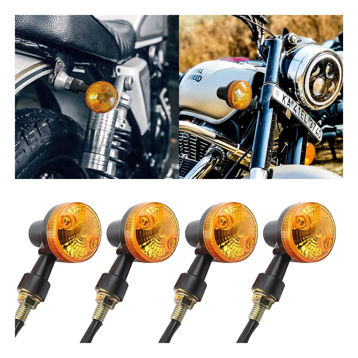 Motorcycle Round Turn Signal Lights 4PCS 12V LED Bulbs Blinker Direction Indicator Lamp Universal for Honda Shadow Suzuki Kawasaki Harley Yamaha Black4PCS
