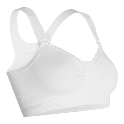 CAREFIX Alice Post-Surgery Bra Compression Front Closure w/Adjustable Straps for Breast Reductions, Augmentation, Mastectomy, Post Op Recovery, Skin-Friendly (Large White)