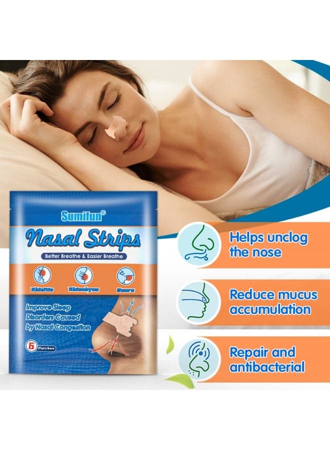 Effective Sumifun Nasal Strips for Clear Airflow and Snoring Reduction, Ideal for People with Nasal Congestion, Rhinitis, or Sleep Discomfort, Providing Gentle Fit and Reliable Overnight Performance