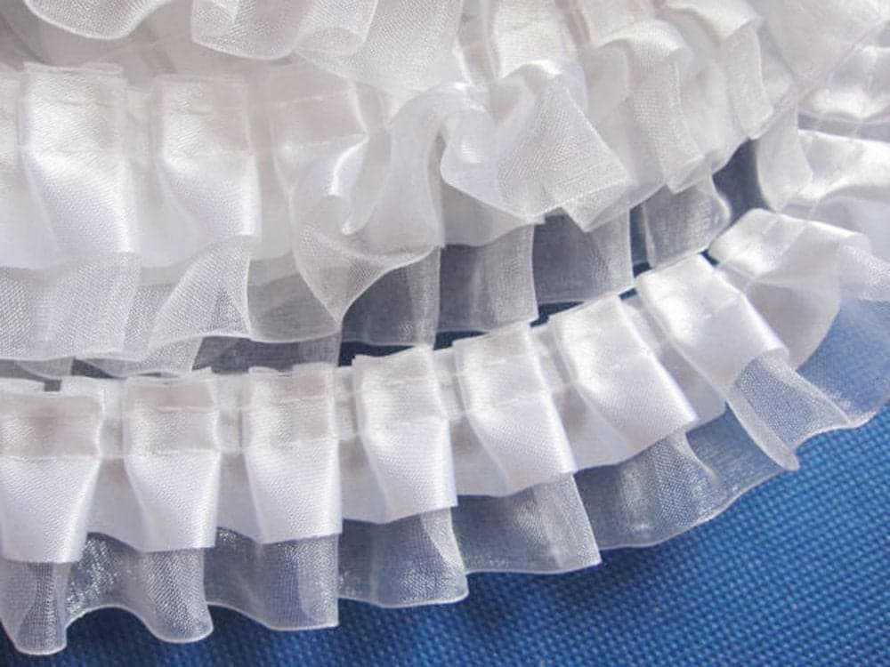 YCRAFT Pack of 5y Two Tone Satin Organza Lace Edge Trim 15 Wedding Ribbon SewingWhite