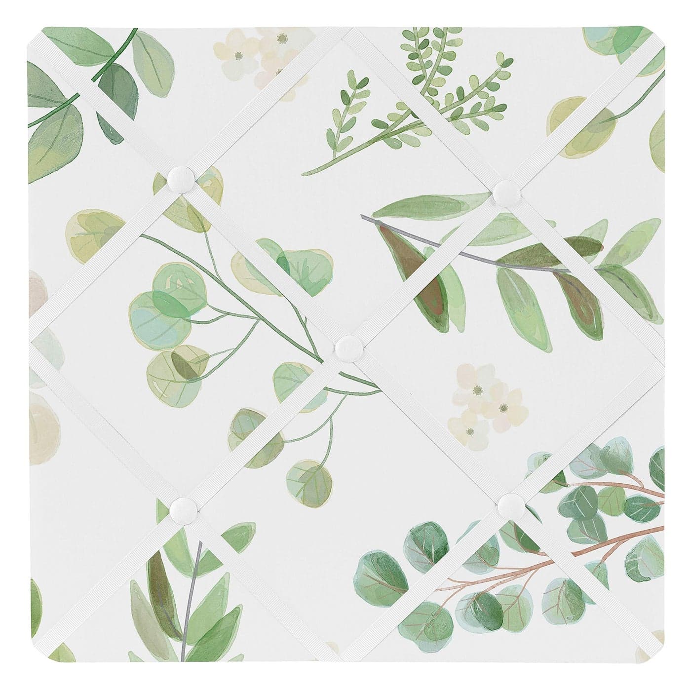 Sweet Jojo Designs Floral Leaf Fabric Memory Memo Photo Bulletin Board Green and White Boho Watercolor Botanical Woodland Tropical Garden