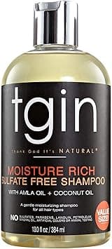 TGIN Thank God Its Natural Moisture Rich Sulfate Free Shampoo With Amla Oil Coconut Oil 13 Fl oz