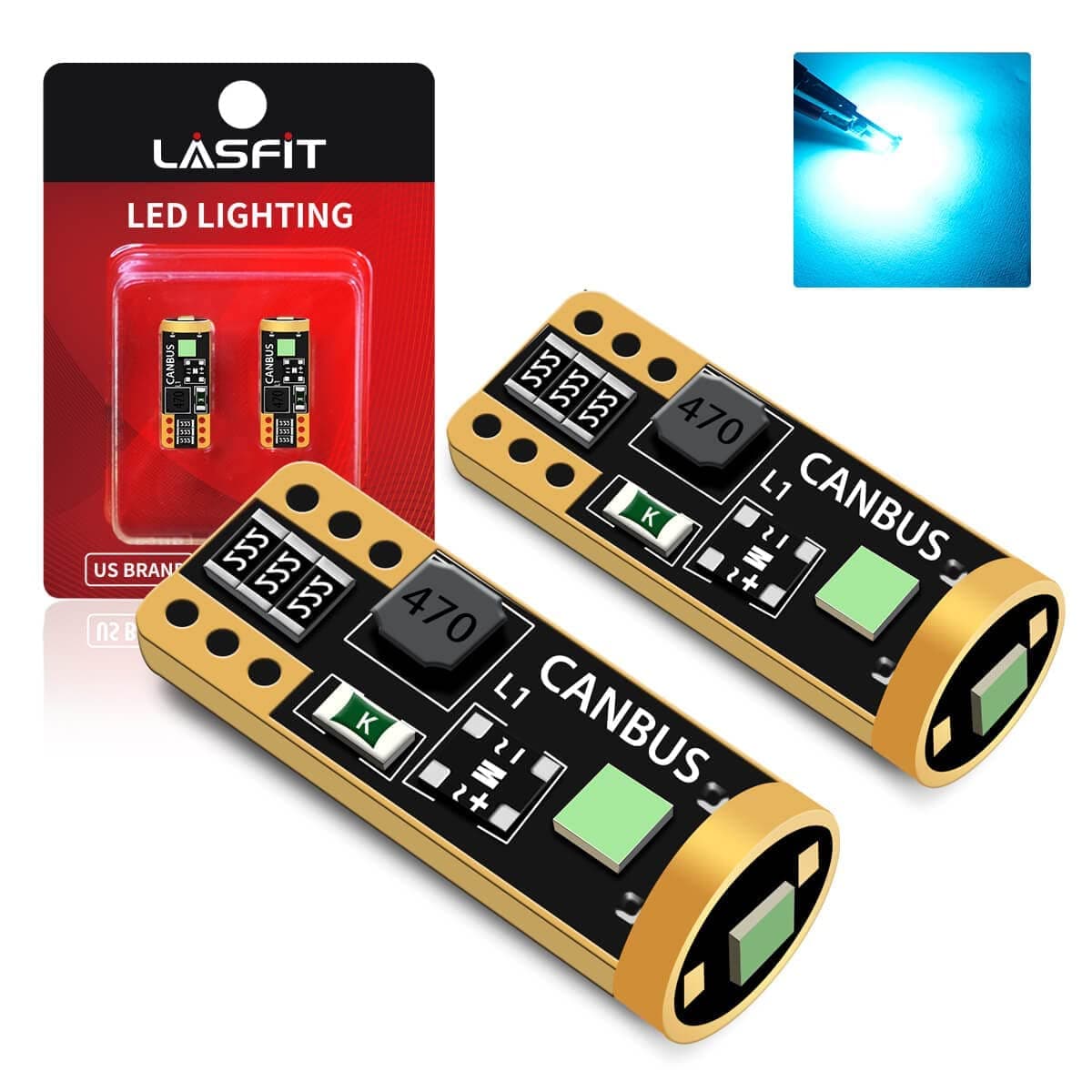 LASFIT 194 168 T10 192 2825 W5W LED Bulb Canbus Error Free NonPolarity 400LM Extremely Bright for Dome Map Courtesy Door Trunk Cargo Lights 1224V Ice Blue Pack of 2