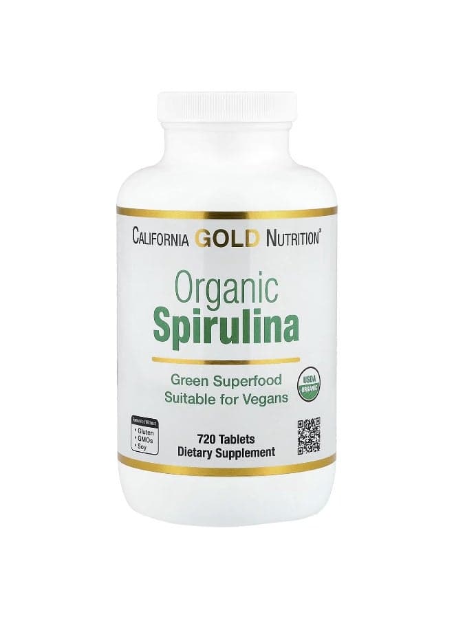 California Gold Nutrition, Organic Spirulina with Phycocyanin, Chlorophyll, and Carotenoids, 720 Tablets