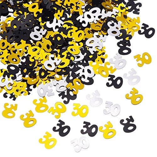 Number 30 Glitter Confetti for 30th Birthday Anniversary Party Supplies Table Decoration 176 Ounce Gold Black and Silver