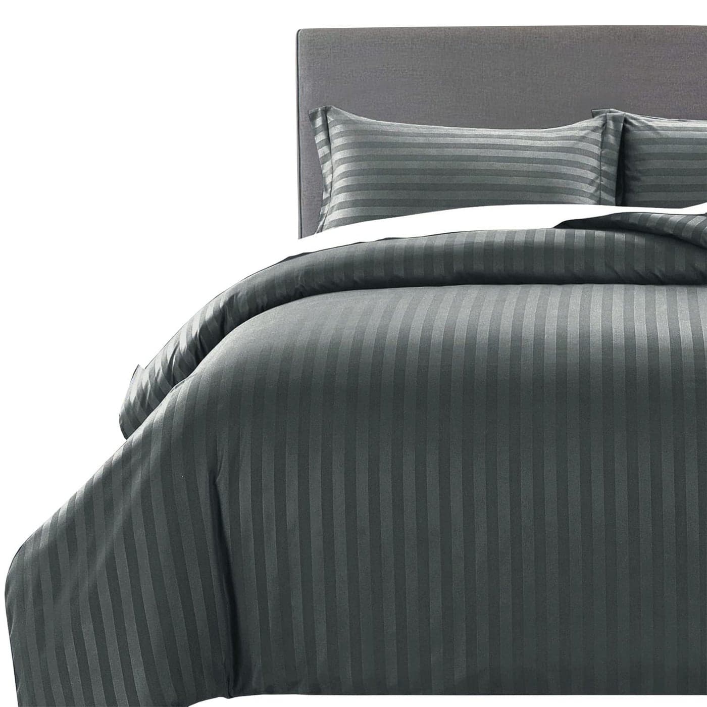 MOONLIGHT20015 King Size Duvet Cover Sets Reversible Stripes Satin Bedding Set with 2 Pillowcases Soft Hypoallergenic Duvet Covers Charcoal 230x220