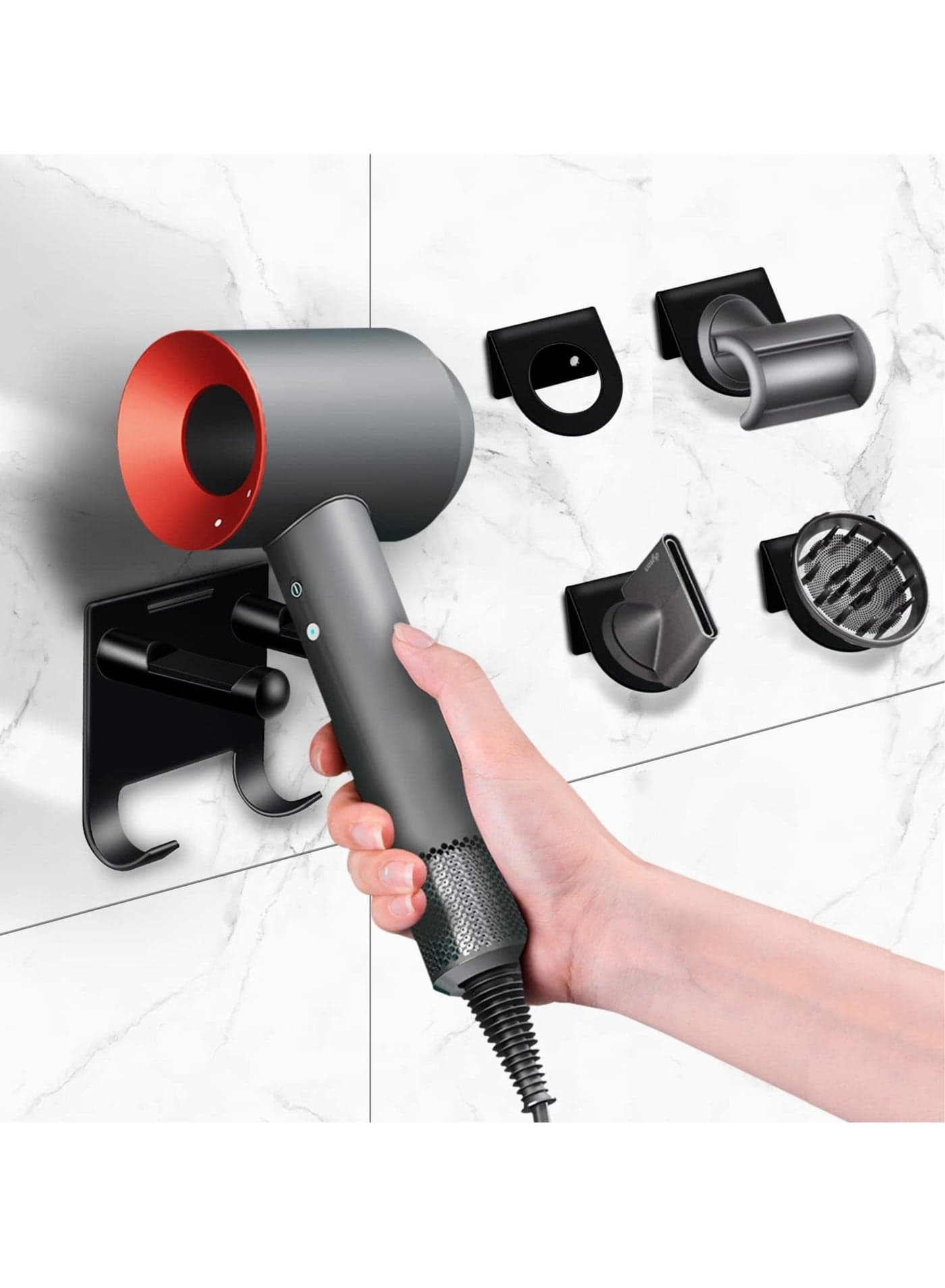 5 Pack Wall Mount Hair Dryer Holder for Dyson,Hair Blowdryer Rack Hanger for Bathroom