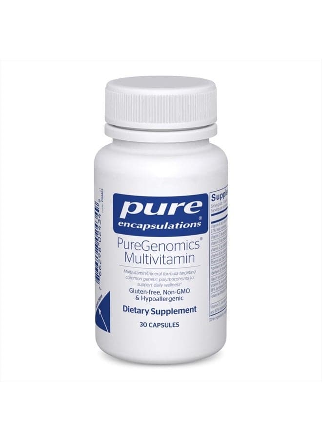 PureGenomics Multivitamin - Supplement to Support Nutrient Requirements of Common Genetic Variations - with Vitamin A,B,C,D,E, K & Minerals - 30 Capsules