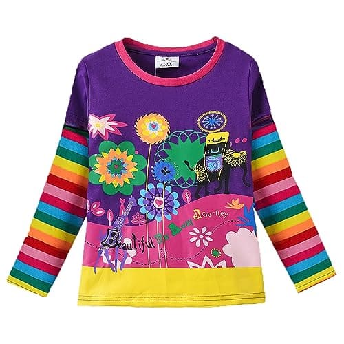 VIKITA Girls Shirts Winter Long Sleeve Graphic T Shirts Casual Tops for Girls (L328 2T)