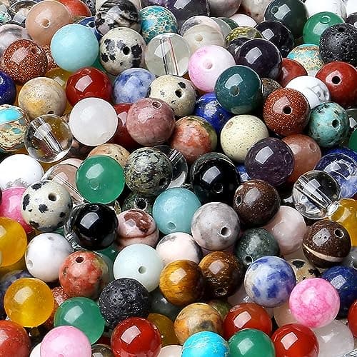 LAIDANLA Multicolor 100PCS 8mm Natural Stone Beads Round Loose Gemstone Stone Beads for DIY Bracelet Necklace Earrings Jewelry Making Polishing Genuine Real Crystal