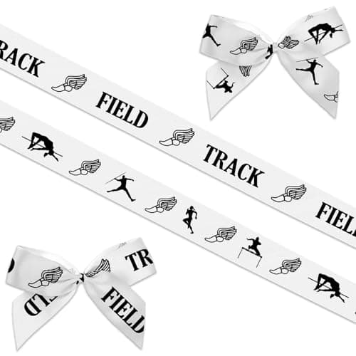 Hying 2 PCS Track Field Ribbons for Crafting 45 Width White Black Grosgrain Ribbons Sports Balls Ribbon Running Race Craft Ribbons for Gift Wrapping DIY Sports Birthday Decorations10 Yards
