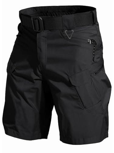 AUTIWITUA Mens Hiking Cargo Shorts Quick Dry 9 Lightweight Tactical Work Shorts with PocketsNo Belt Solid Black